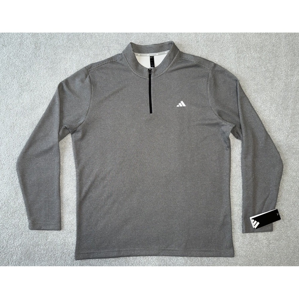 NWT Adidas Microdot‎ 1/4 Zip Pullover Gray And Black Mens Size XL